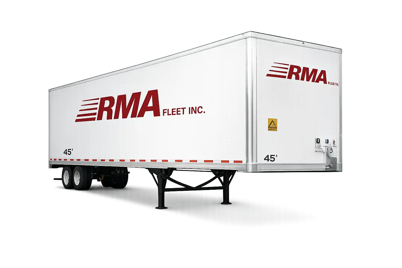 RMA Fleet 45 foot storage trailer, a branded white dry van available for same-day rental in the Cincinnati Tri-State