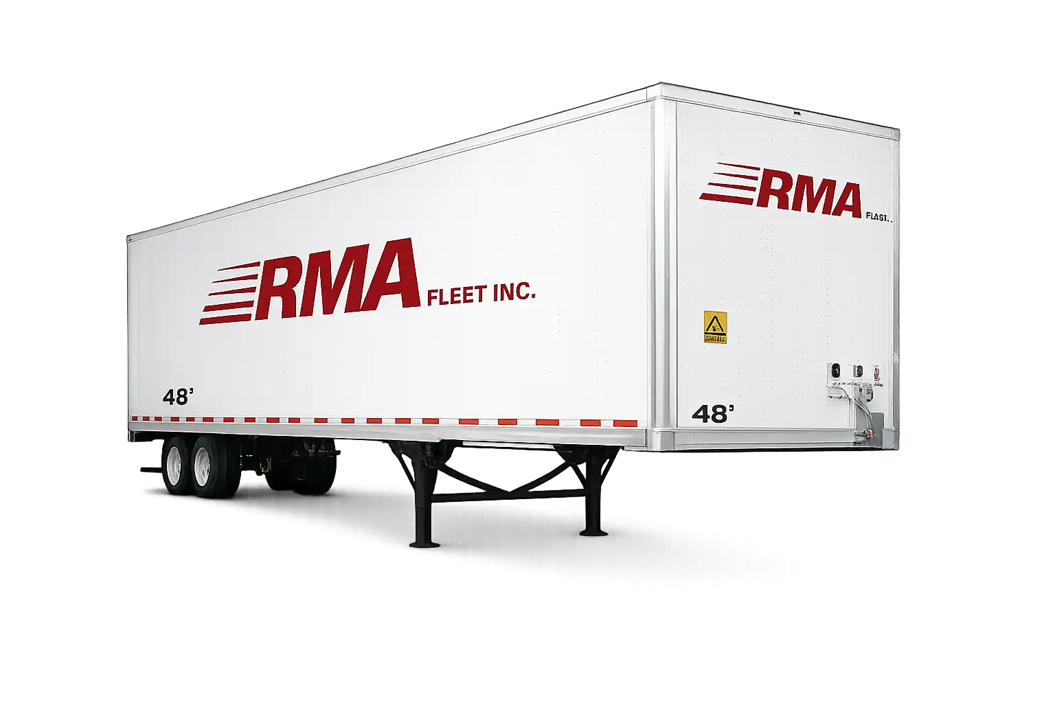 RMA Fleet 48 foot storage trailer, a branded white dry van available for same-day rental in the Cincinnati Tri-State